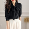 2025 Cross-border Long-sleeved Bow Blouse for Women. - 图片 4